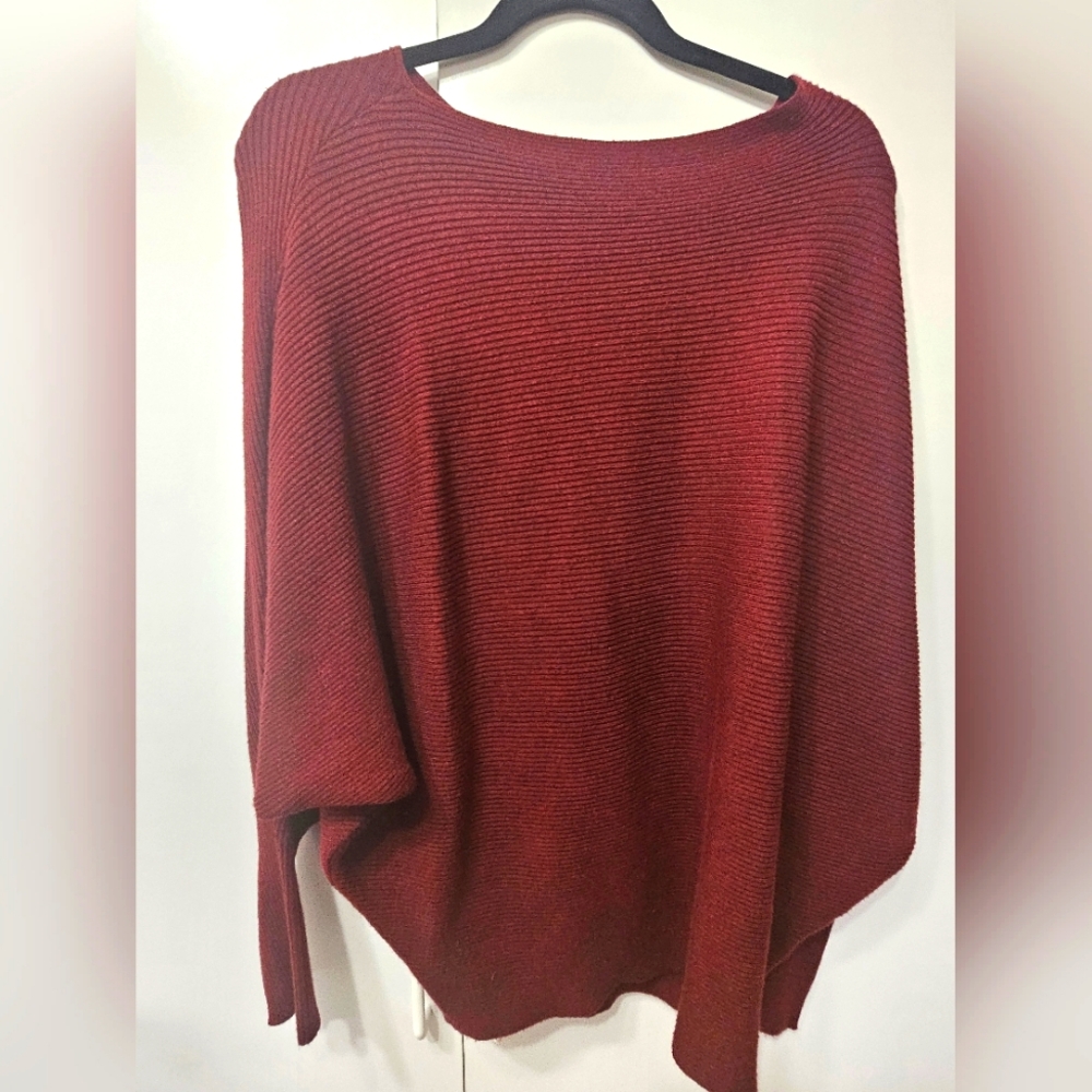 Joan Vass Red Sweater Top Size L